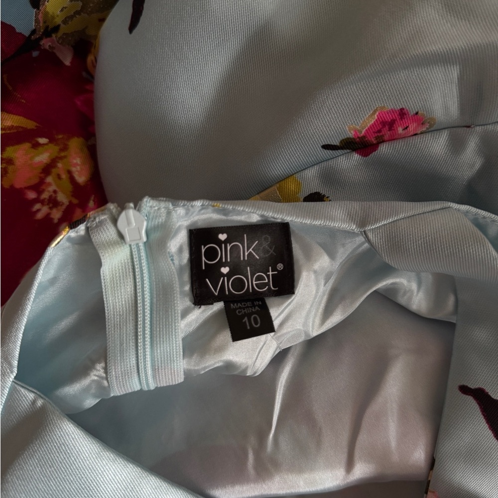Girls Floral Party Dress Blue Pink | Formal Occasion | Size 10 - Picture 4 of 4